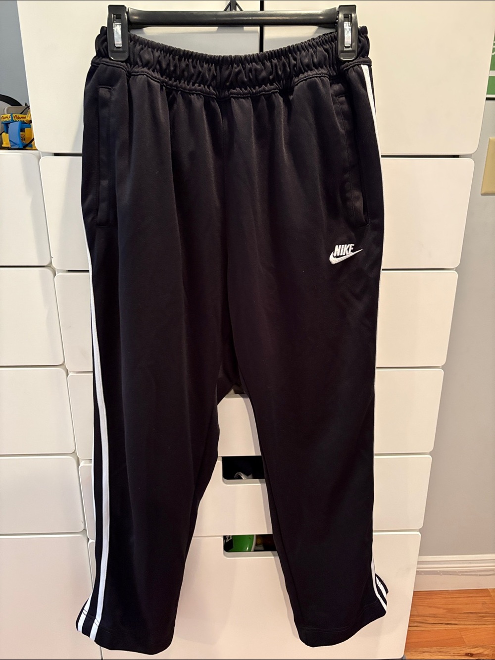 Nike Black Joggers with White Side Stripes